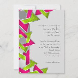 Invitation Chaux rose bat mitzvah étoile de David N'importe q