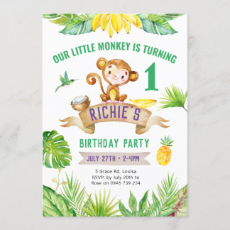 Invitation Cheeky Little Monkey, soirée Zoo