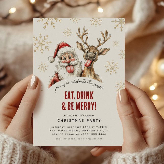 Invitation Cheeky Santa & Reindeer Christmas Party (Créateur téléchargé)