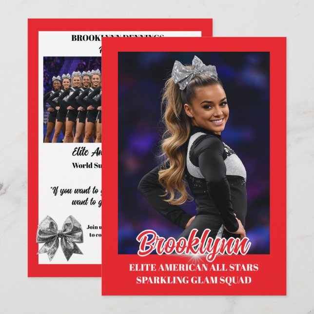 Invitation Cheer Team Cheerleader Signature Cards (Devant / Derrière)