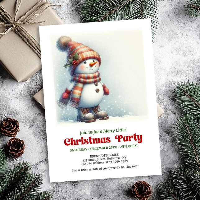Invitation Cheerful Christmas snowman invite kids editable (Cheerful Christmas snowman invite kids joy editable

)