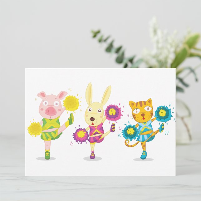 Invitation Cheerleader animal trio lapin de porc et chat (Créateur téléchargé)