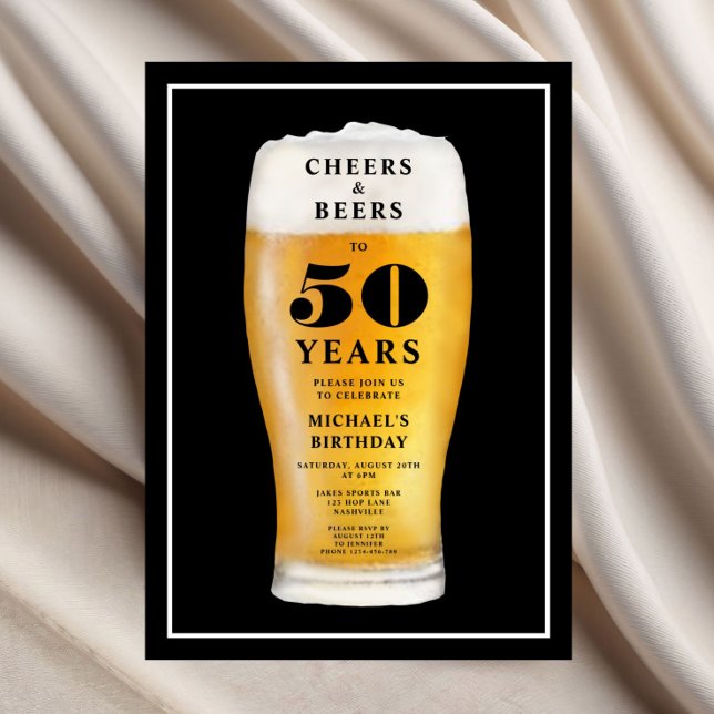 Invitation Cheers And Beers 50th Birthday (Cheers And Beers 50th Birthday Invitation)