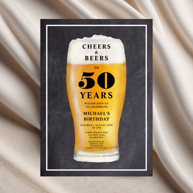 Invitation Cheers And Beers 50th Birthday (Cheers And Beers 50th Birthday Invitation)