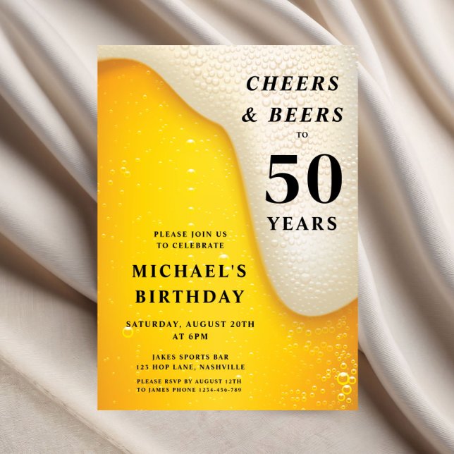 Invitation Cheers And Beers 50th Birthday (Cheers And Beers 30th Birthday Invitation)