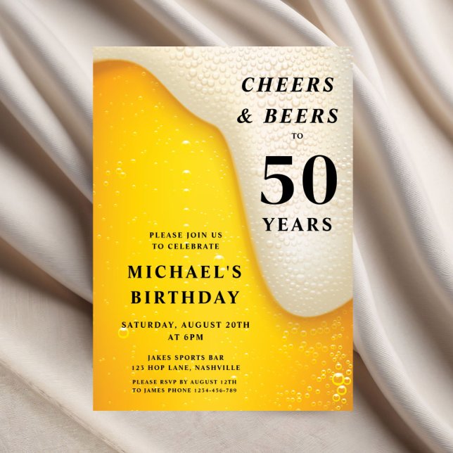 Invitation Cheers And Beers 50th Birthday (Cheers And Beers 50th Birthday Invitation)