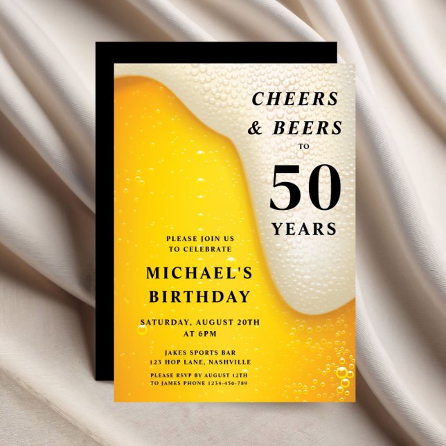 Invitation Cheers And Beers 50th Birthday (Cheers And Beers 50th Birthday Invitation)