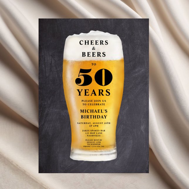 Invitation Cheers And Beers 50th Birthday (Cheers And Beers 50th Birthday Invitation)