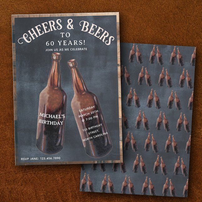 Invitation Cheers and Beers 60th Beer Birthday Party (Cheers and Beers 60th Beer Birthday Party Invitation)