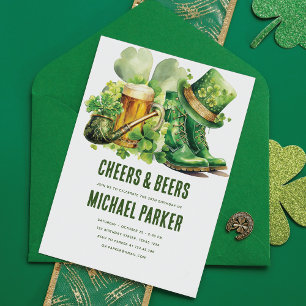 Invitation Cheers Beers Adulte Anniversaire St. Patrick's Day