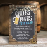 Invitation Cheers & Beers Gold Ancre Rustique 50e anniversair<br><div class="desc">Cheers & Beers Gold Ancre Rustic 50th Birthday Invitations.</div>