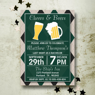 Invitation Cheers & Beers Tendance Verte Enterrement de Vie d