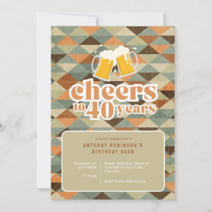 Invitation "Cheers to 40 years" géométrique vintag