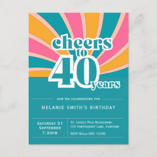 Invitation "Cheers to 40 years", rétro 40e anniver