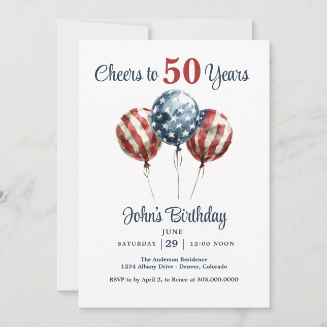 Invitation Cheers to 50 Years Birthday Party  (Devant)
