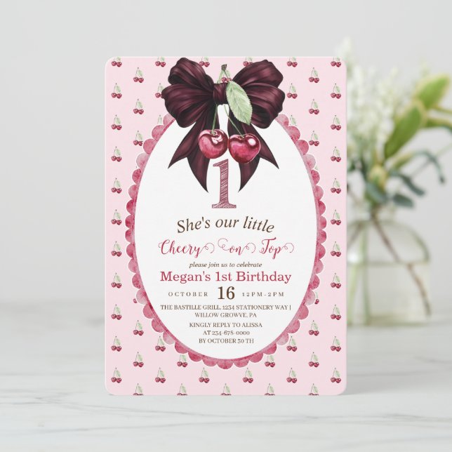 Invitation Cheery on Top 1er Anniversaire (Debout devant)