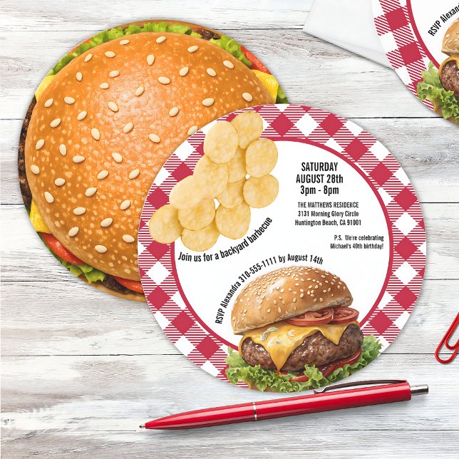 Invitation Cheeseburger grillé au BBQ de jardin (Créateur téléchargé)