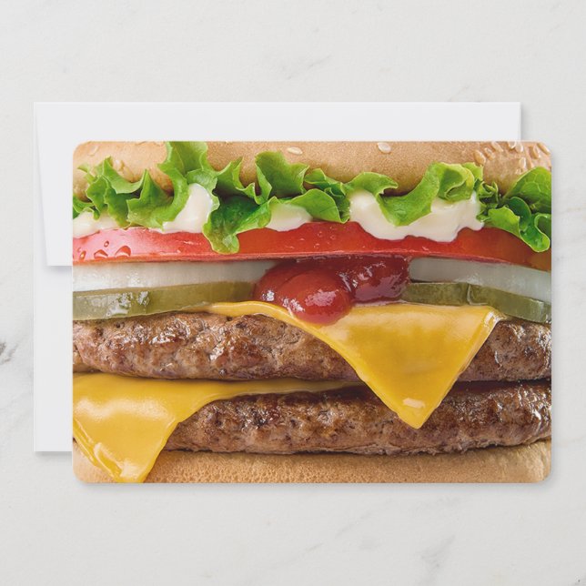 Invitation Cheeseburger Texte Personnalisé (Devant)