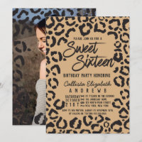 Cheetah d'or noir moderne Leopard Sweet 16 Photo