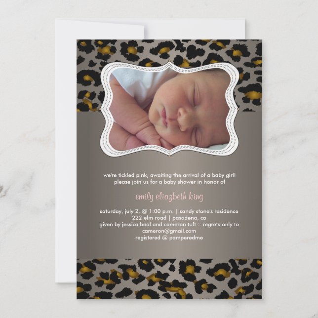 Invitation Cheetah/faire-part de naissance/douche PixDezines (Devant)