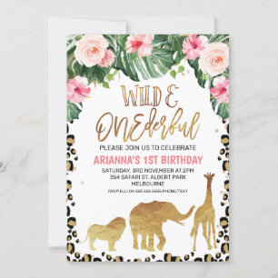 Invitation Cheetah Print Floral Gold Safari Wild Un Anniversa