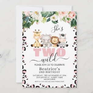Invitation Cheetah rose Imprimer mignon Deux Wild 2e annivers