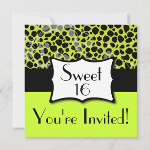 Invitation Cheetah Sweet Green Lime 16 Anniversaire