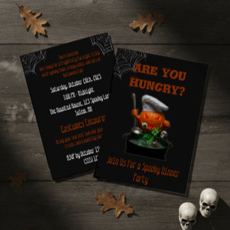Invitation Chef citrouille Halloween - Dîner Éffrayant Thème
