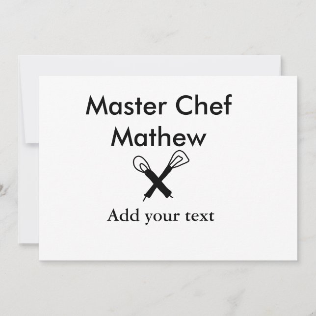 Invitation Chef cuisinier cuisinier cuisinier ajouter nom de  (Devant)