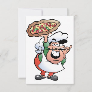 Invitation Chef de pizza italien classique dessin animé