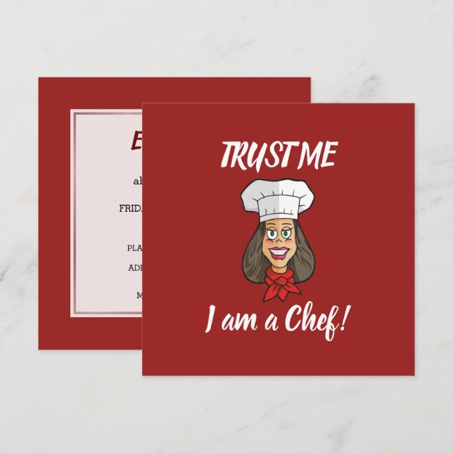 Invitation Chef femme (Devant / Derrière)