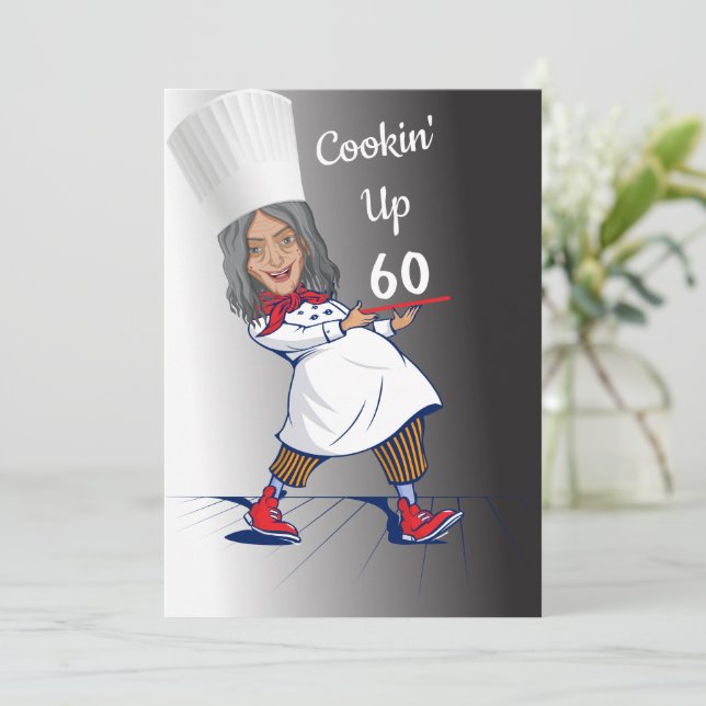 Invitation Chef 🎉 Funny Cook 60e anniversaire Funny (Debout devant)