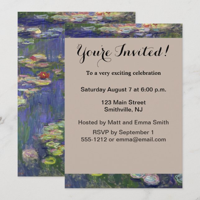 Invitation Chefs-d'œuvre de peinture de Nymphéas de Monet (Devant / Derrière)