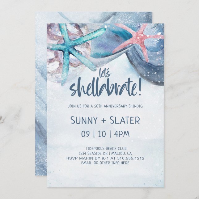 Invitation Chellabration | Anniversaire des coquillages de pl (Devant / Derrière)