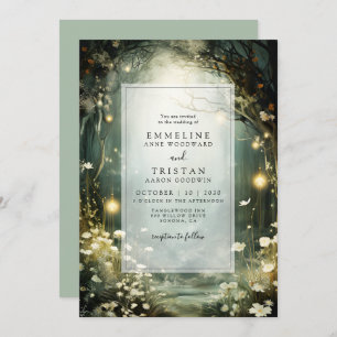 Invitation Chemin De Forêt Enchantée De Fleurs Mariage Vert