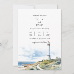 Invitation Chemin du phare côtier Ocean View Beach Mariage