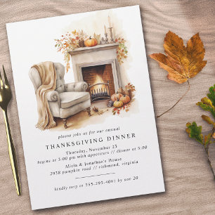 Invitation Cheminée D'Automne Cosy   Agréable Thanksgiving mo