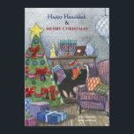 Invitation Cheminée de Noël avec Menorah Holiday Card<br><div class="desc">Une belle carte de vacances, aquarelle, pour les familles célébrant Hanoukka et Noël. Vecteur aquarelle créé par freepik - www.freepik.com). () La carte est facile à customiser avec votre libellé, police, couleur de police, options de forme de papier et choix de six types de papier.() Pas exactement ce que vous...</div>