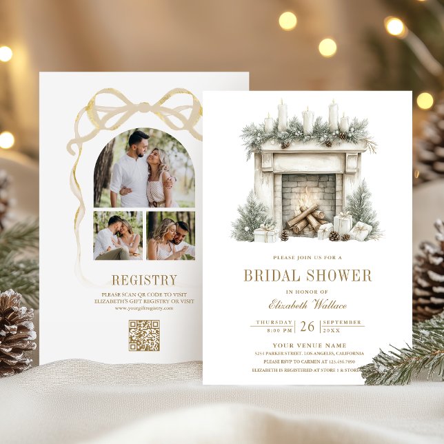 Invitation Cheminée de Noël Code QR Mariage (Créateur téléchargé)