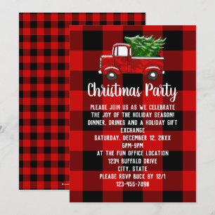 Invitation Chemise à carreaux rouge camion fête de Noël rusti
