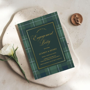 Invitation Chemise à carreaux verte Tartan Polo pour fête de