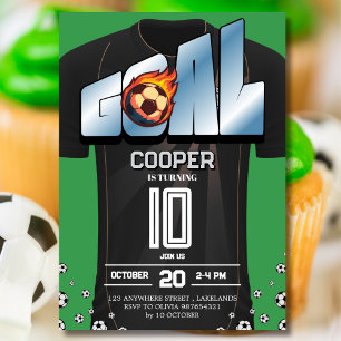 Invitation Chemise de football verte et noire pour fête d'ann