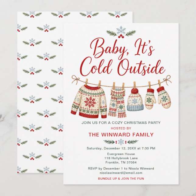 Invitation Chemise de Noël Cosy Fête de Fêtes (Devant / Derrière)