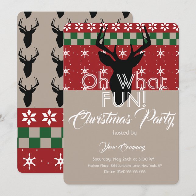 Invitation Chemise hideuse de fête de Noël vintage (Devant / Derrière)