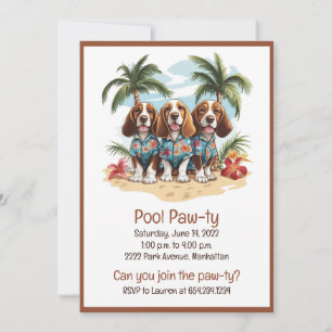 Invitation Chemises Hawaïennes Chiens Basset Hound Pool Pawty