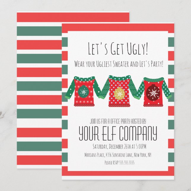 Invitation Chemises laides de fête de Noël Événement d'entrep (Devant / Derrière)