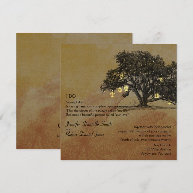 Invitation Chêne d'automne et Mariage de lanterne (Devant / Derrière)