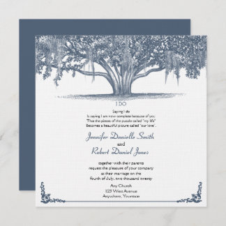 Invitation Chêne Mossy en Mariage bleu