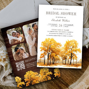 Invitation Chênes d'automne photo QR Code Fête des mariées