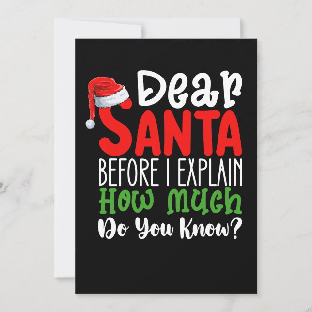 Invitation Cher Père Noël avant que j'explique combien savez- (Devant)